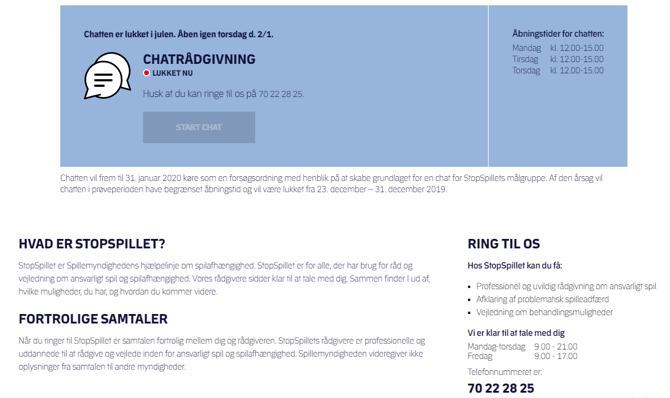 StopSpillet er Spillemyndighedens hjælpelinje om spilafhængighed